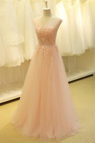 Formal Lace Tulle Long Pink Prom Dresses Open Back Floor Length Beautiful Zipper Plus Size Cute Evening  Dress TB0076_1