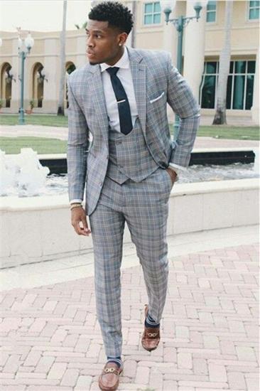 Trendy Plaid Mens Suit | Three-Piece Notched Lapel Slim Fit Prom Suit_1