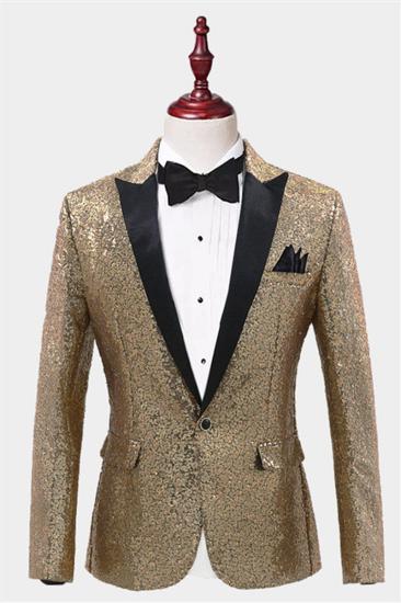 Sparkling Gold Sequin Tuxedo Blazer |  Mens Fit for Prom