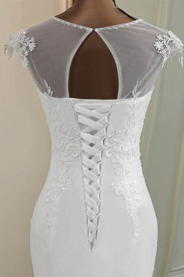 Bradyonlinewholesale Elegant Jewel Sleeveless White Lace Mermaid Wedding Dresses with Rhinestone Appliques_6