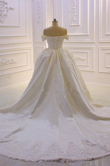 Sweetheart Lace Appliques Off-the-Shoulder Detachable Train Wedding Dress_3