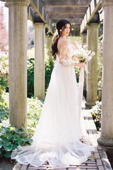 Elegant Boho A-Line Lace Wedding Dress | Wedding dress A line lace_2