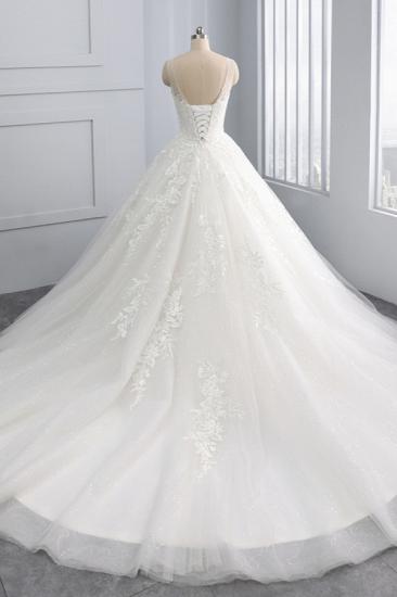 Bradyonlinewholesale Affordable Ball Gown Jewel Tulle Lace Wedding Dress Ruffles Sleeveless Appliques Bridal Gowns Online_2