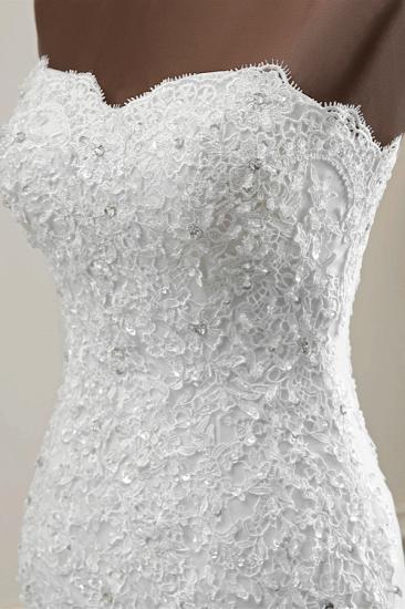 Bradyonlinewholesale Chic Strapless Lace Appliques White Mermaid Wedding Dresses with Beadings Online_6