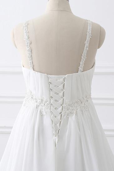 Elegant A-Line Chiffon Wedding Dresses Straps Appliques Lace-Up Bridal Gowns_4