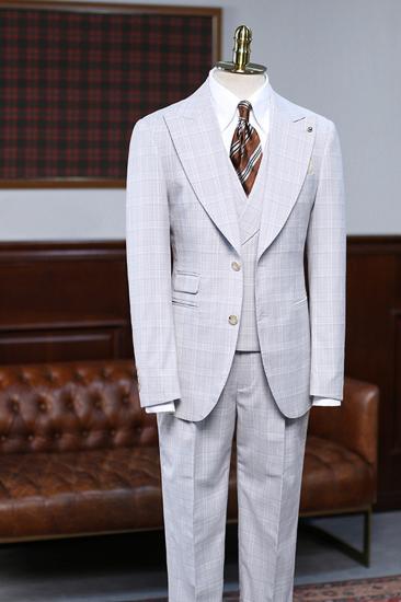 Adair Simple White Check Pointed Lapel Slim Fit Tailored Suit_2