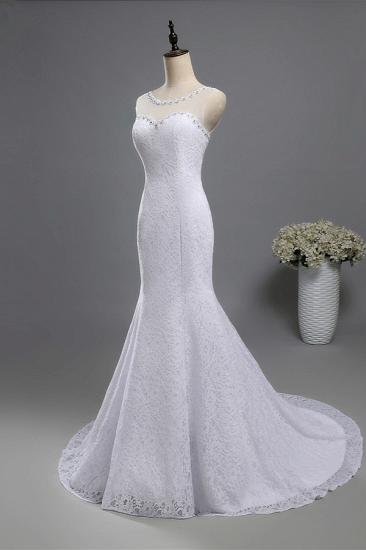 Bradyonlinewholesale Gorgeous Jewel Lace Mermaid Wedding Dress Sleeveless Appliques Bridal Gowns with Rhinestones_3