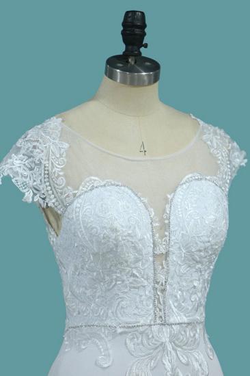 Bradyonlinewholesale Chic Satin Jewel Lace Wedding Dress Cap Sleeves Beadings Mermaid Bridal Gowns On Sale_3
