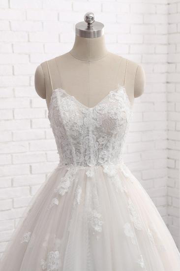 Bradyonlinewholesale Affordable Spaghetti Straps Sleeveless Lace Wedding Dresses A-line Tulle Ruffles Bridal Gowns On Sale_4