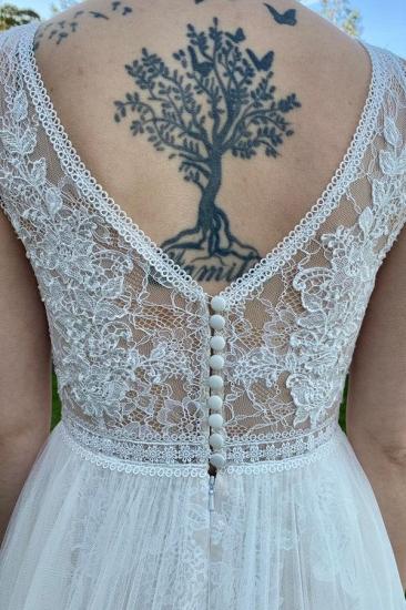 Designer A-Line V-Neck Sling Lace Wedding Dress | Boho wedding dresses cheap_3