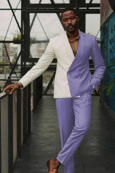 John Fashion  Lavender Shawl Lapel Double Breasted Prom Suits_1