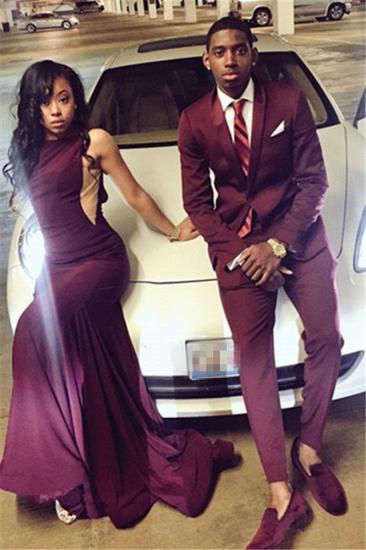 Burgundy Slim Fit Mens Suit | Two-Piece Custom One-Button Prom Suit