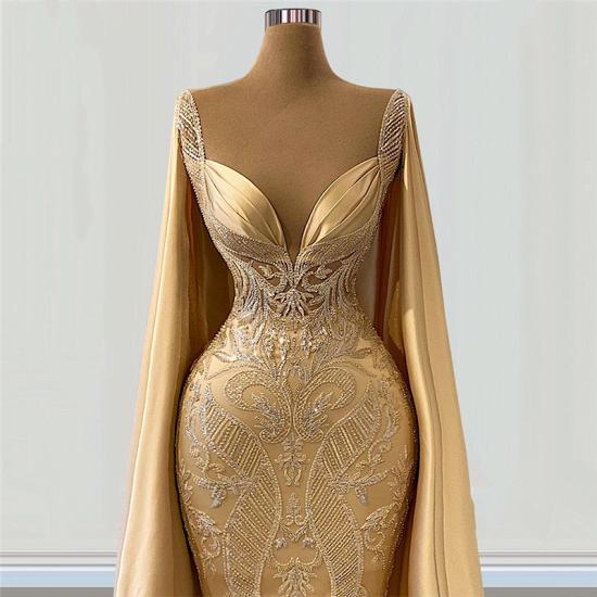 Gold Mermaid Luxe Evening Gown | Sleeved Ball Gown_2