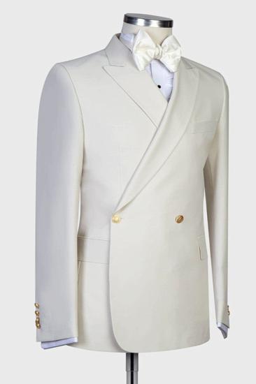 Lawrence New White Pointed Lapel Slim Fit Mens Wedding Suit_2
