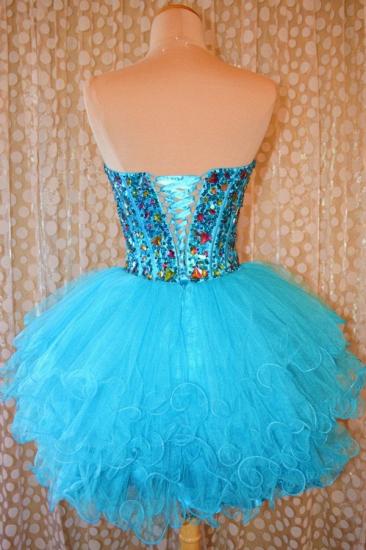 Crytsal Blue Short Organza Homecoming Dress Sweetheart Lace-Up Popular Custom Made Mini Dresses_2