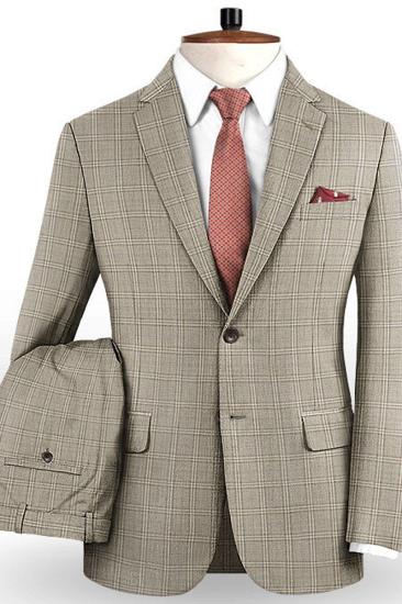 Khaki Check Two Piece Tuxedo Online | Fashion Slim Mens Suits_2