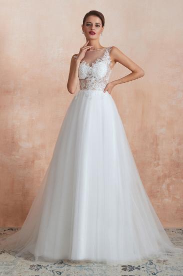 Exquisite Sequins White Tulle Affordable Wedding Dress with Appliques_10