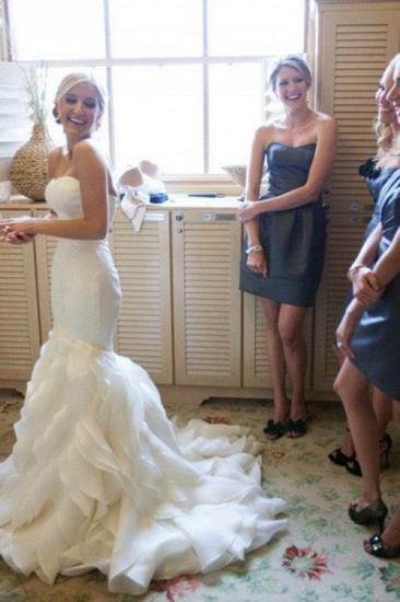 Court Train Mermaid Sleeveless Sweetheart Ruffles Satin Wedding Dresses