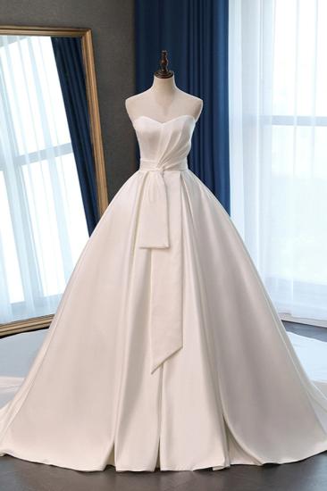 Bradyonlinewholesale Elegant Sweetheart White Satin Wedding Dress A-line Ruffles Bridal Gowns On Sale_1