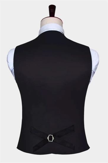 Stylish Silk Royal Blue and Black Mens Tuxedo Paisley Vest Set_2