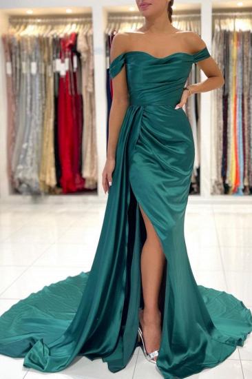 Simple and Inexpensive Dark Green Long Card Shoulder Ball Gown