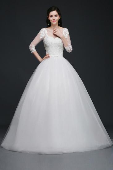Ball Gown Scoop Tulle Wedding Dress With Lace Appliques_1
