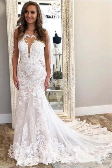Sexy Sleeveless Column Lace Wedding Dress Online_1