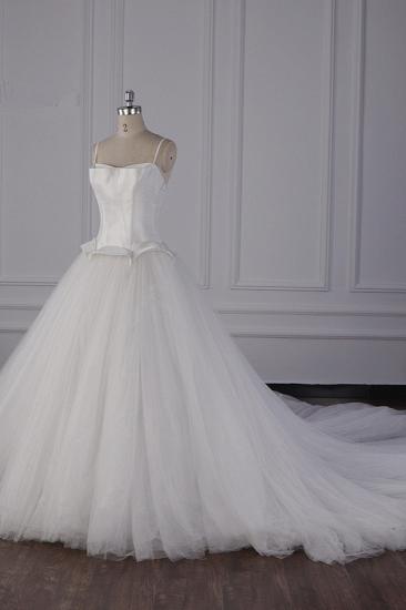 Bradyonlinewholesale Simple Spaghetti Straps Satin Wedding Dress Tulle Ruffles Sleeveless Bridal Gowns Onlien_3