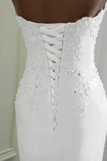 Bradyonlinewholesale Chic Strapless Lace Appliques White Mermaid Wedding Dresses with Beadings Online_7