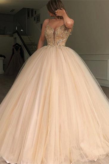 Luxury Spaghetti-Straps Ball-Gown Party Dresses | Beading Princess Prom Dresses_3