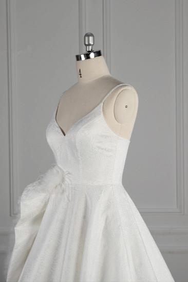 Bradyonlinewholesale Chic Spaghetti Straps V-neck Wedding Dress Satin Appliques Bow Bridal Gowns Online_4