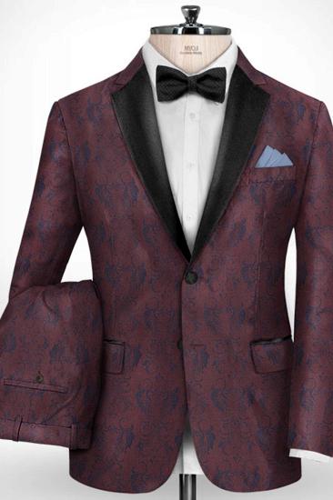Burgundy Notched Lapel Prom Men Suits Online | Mens Prom Custom Tuxedos_2