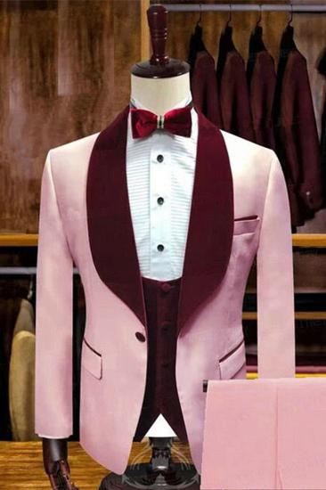 Tyson Candy Pink Stylsih Shawl Lapel Slim Fit Men Suits for Wedding_1