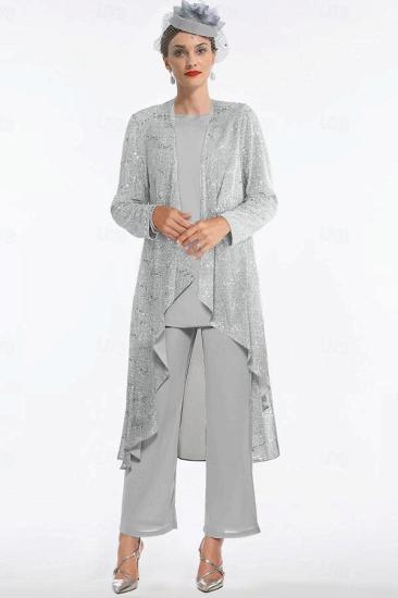Silver Mother of the Bride Pantsuit Formal Pantsuits Long