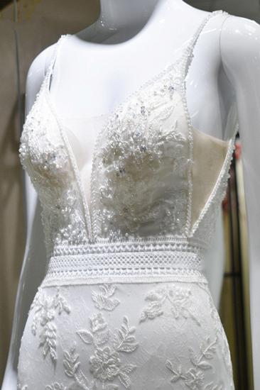 Bradyonlinewholesale Sexy Spaghetti-Straps Tulle Wedding Dress V-Neck Sleeveless Appliques Beading Bridal Gowns On Sale_5