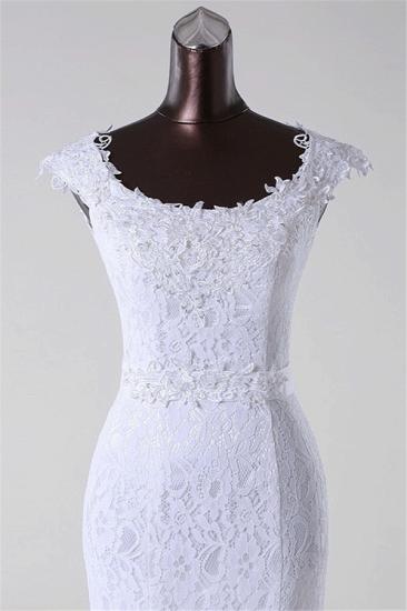 Bradyonlinewholesale Gorgeous Lace Jewel Mermaid White Wedding Dresses with Appliques Online_5