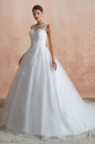 Affordable Sweetheart Sleeveless White Lace Wedding Dress_7