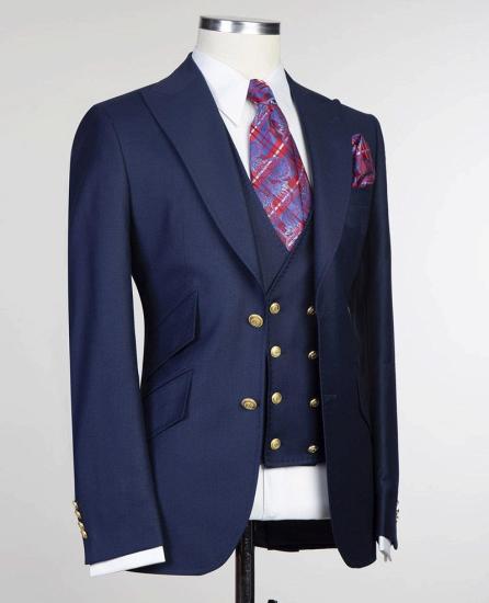 Dark Navy Fashion Slim Formal Business Men Suits_3