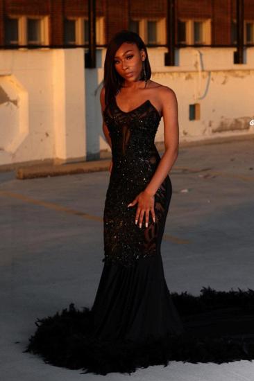 Black Sexy Mermaid Prom Dress Sweetheart Sequined Evening Dress_8