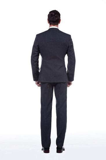 Classic Solid Dark Grey Mens Point Lapel Suit with Flap Pockets_3