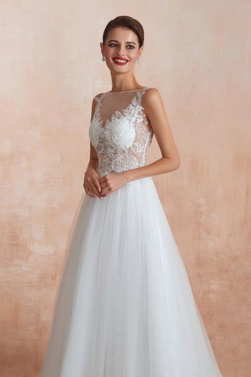 Exquisite Sequins White Tulle Affordable Wedding Dress with Appliques_5