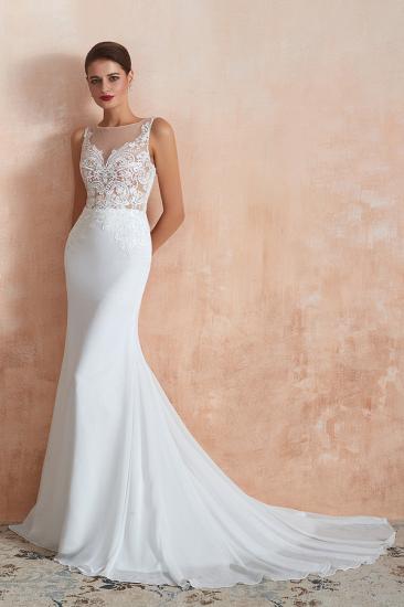 Beautiful Mermaid V-Neck White Lace Wedding Dress Affordable_7