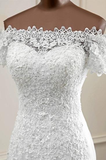 Bradyonlinewholesale Gorgeous Off-the-Shoulder Lace Mermaid Wedding Dresses Short Sleeves Rhinestons Bridal Gowns_6