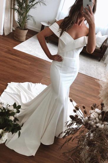 Off The Shoulder Mermaid Wedding Dresses | Pleated Bridal Gowns Online_3