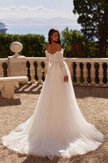 Beautiful Wedding Dresses with Lace Tulle Wedding Dresses A Line With Sleeves_2