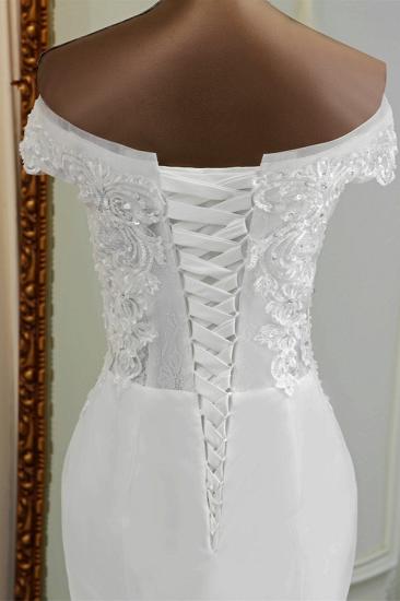 Bradyonlinewholesale Elegant Off-the-Shoulder Sleeveless White Mermaid Wedding Dresses with Beadings_7