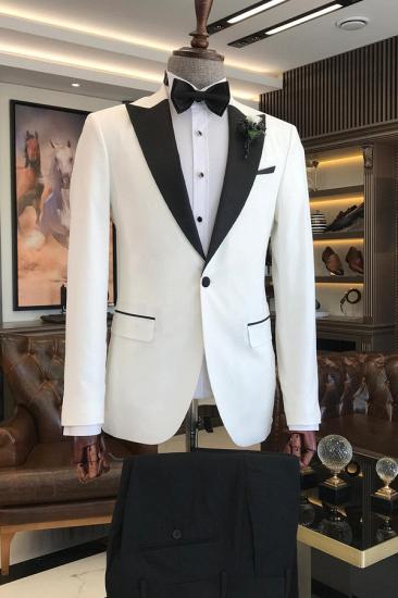 Aries Gorgeous White Slim Tailored Custom Groom Wedding Suit_1
