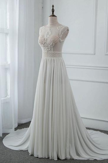 Bradyonlinewholesale Sexy Jewel Sleeveless Chiffon Wedding Dresses See Through Top Bridal Gowns On Sale_3