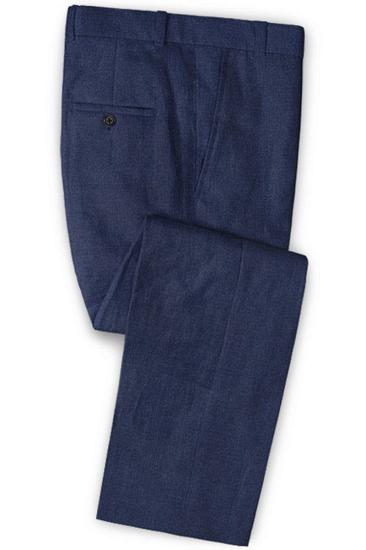 Latest Designs Summer Dark Blue Linen Mens Suit | Cutsom Slim Fit 2 Piece Tuxedo_3