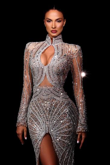 Extravagant Evening Dresses Long Glitter Prom Dresses with Sleeves_6